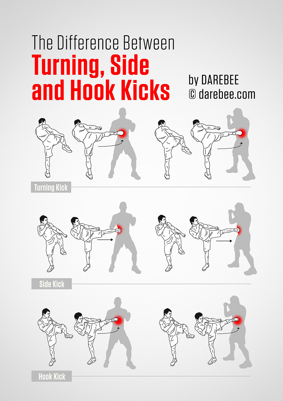 Starting Point Guides to Kicks - The Difference Between Side Kick, Turning Kicks and Hook Kicks